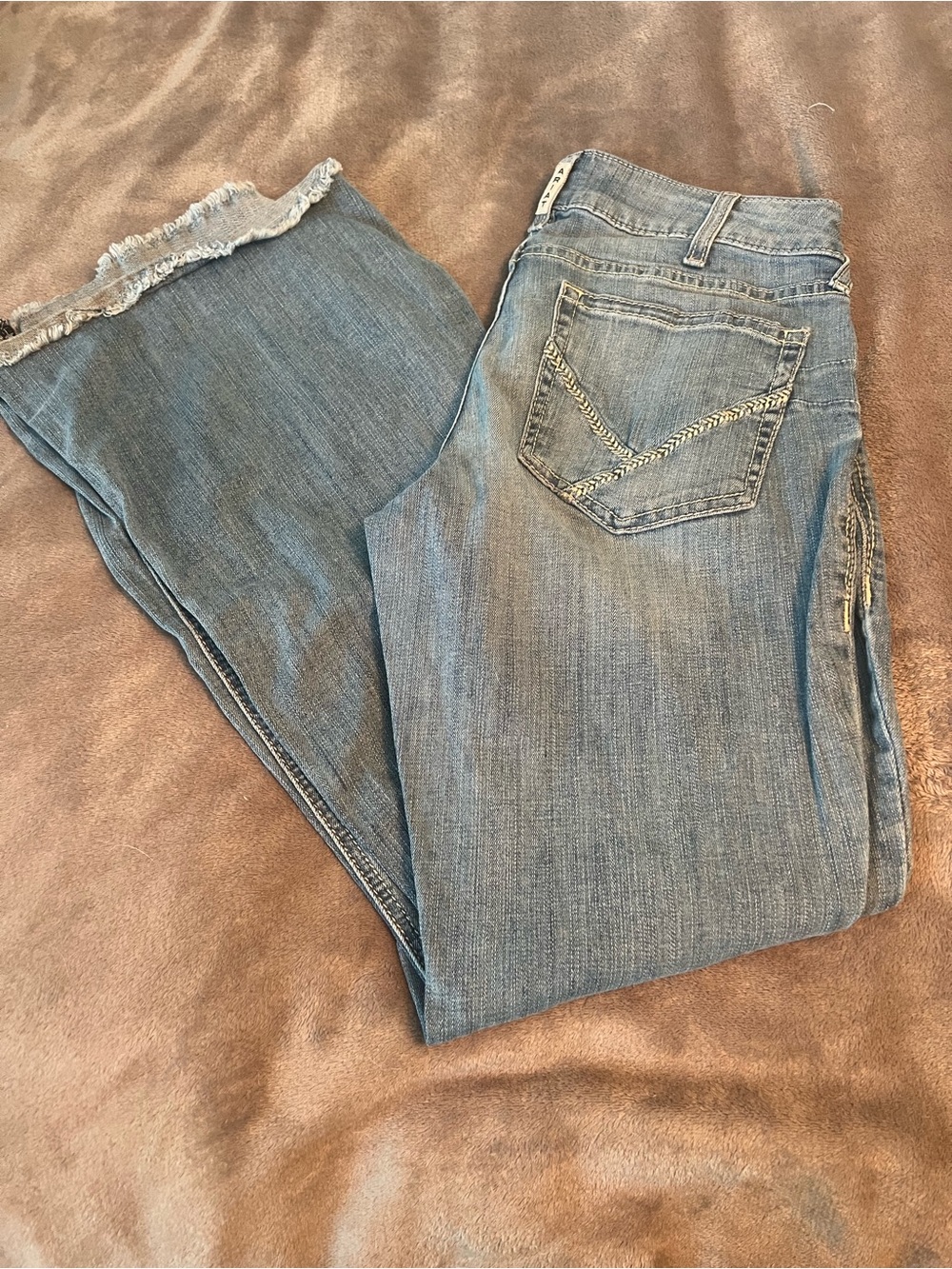 Ariat Light Blue Flared Jeans with Frayed Hem